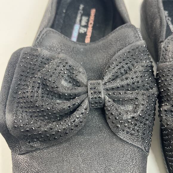 Skechers Wide Fit Slip On Shoes Black Bow Air Cooled Memory Foam Women 8.5 - Picture 3 of 5